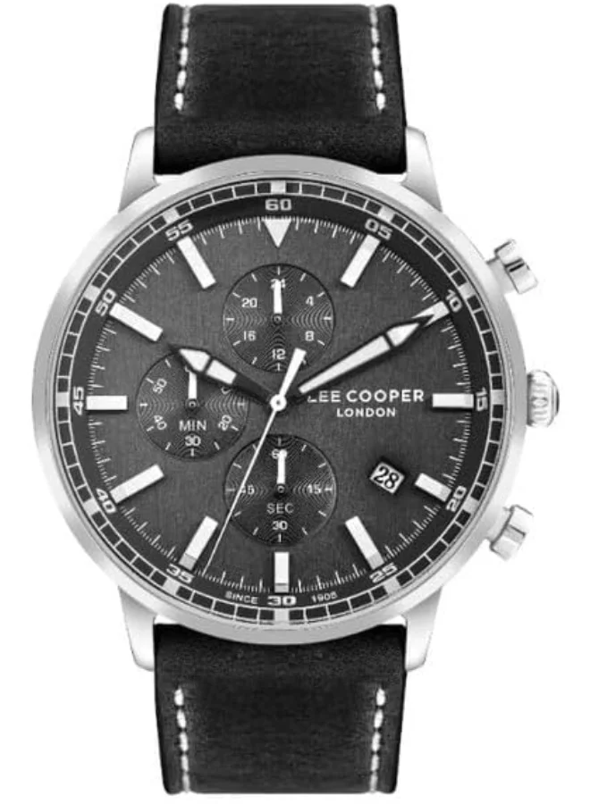 Lee Cooper Lee Cooper Men's Watch, Multi Function Display and Leather Strap - LC07943.351, Black
