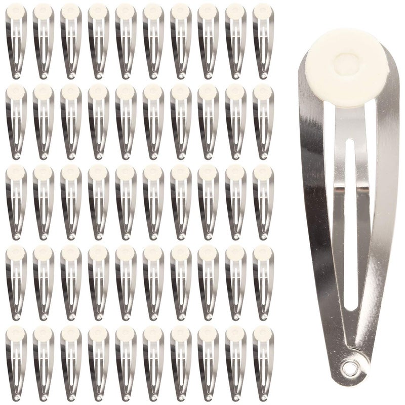 Lawie Lawie 50 Pack Bulk 2 Inch 5 CM Glue Pad Snap Metal Hair Clips Barrettes Hairpins Clips Hairgrips Craft DIY Accessories