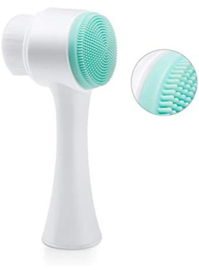 Manual Facial Cleansing Brush, 2-in-1 Skin Care face Brush, Silicone Facial Scrubber Manual Dual Face Wash Brush for Deep Pore Exfoliation Massaging (multi color) 1PCs - Image 3