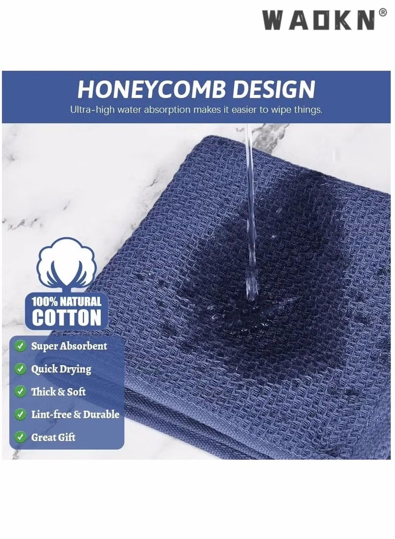WAOKN 100% Cotton Kitchen Dish Cloths, 6-Pack Ultra Soft Absorbent Quick Drying Dish Towels, Quick Drying Tea Towels Set, 12x12 Inches, Navy Blue  - Image 5