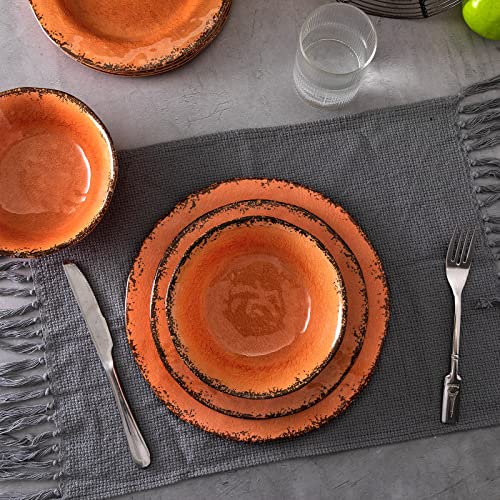 LEHAHA 12 Piece Crackle Lightweight Melamine Dinnerware Set-Service for 4, break-resistant and Durable Rustic Plates and Bowls Dishware Sets Perfect for Patio and Outdoor Activities - Image 5
