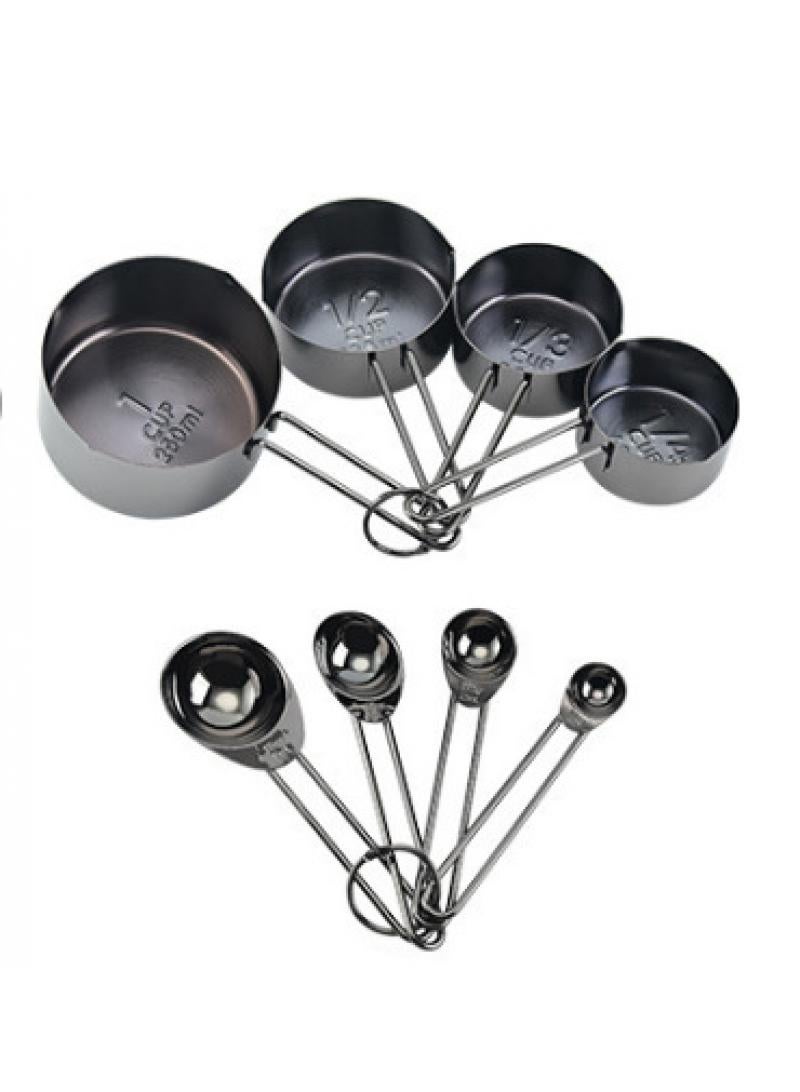general 8-Piece Modern Stainless Steel Measuring Cups And Spoons Set Black - Image 1