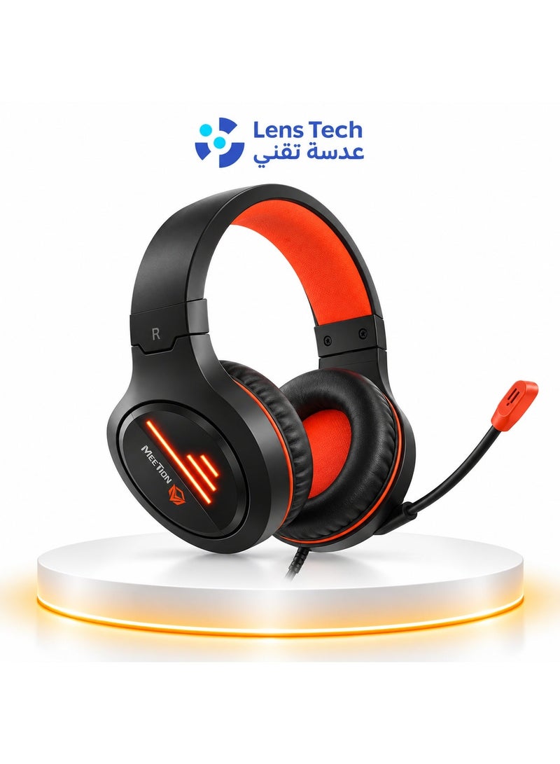 MeeTion Gaming Headset MT-HP021 with Built-in Microphone, Black/Orange - Image 1