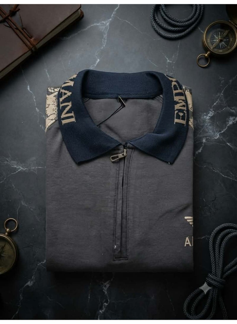 Men's summer tracksuit, 100% pure premium cotton - stylish and chic design, dark gray color - size XL - Image 2