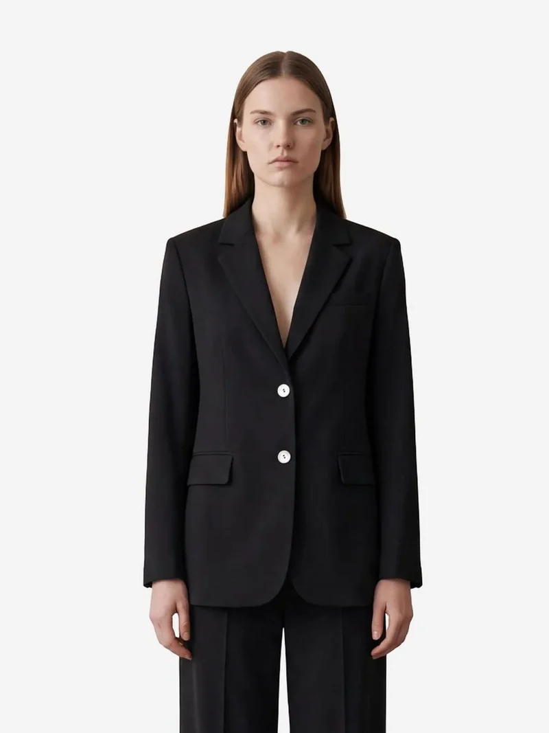 ماي فاشن MY FASHION Cotton Linen Blazer with Button Closure