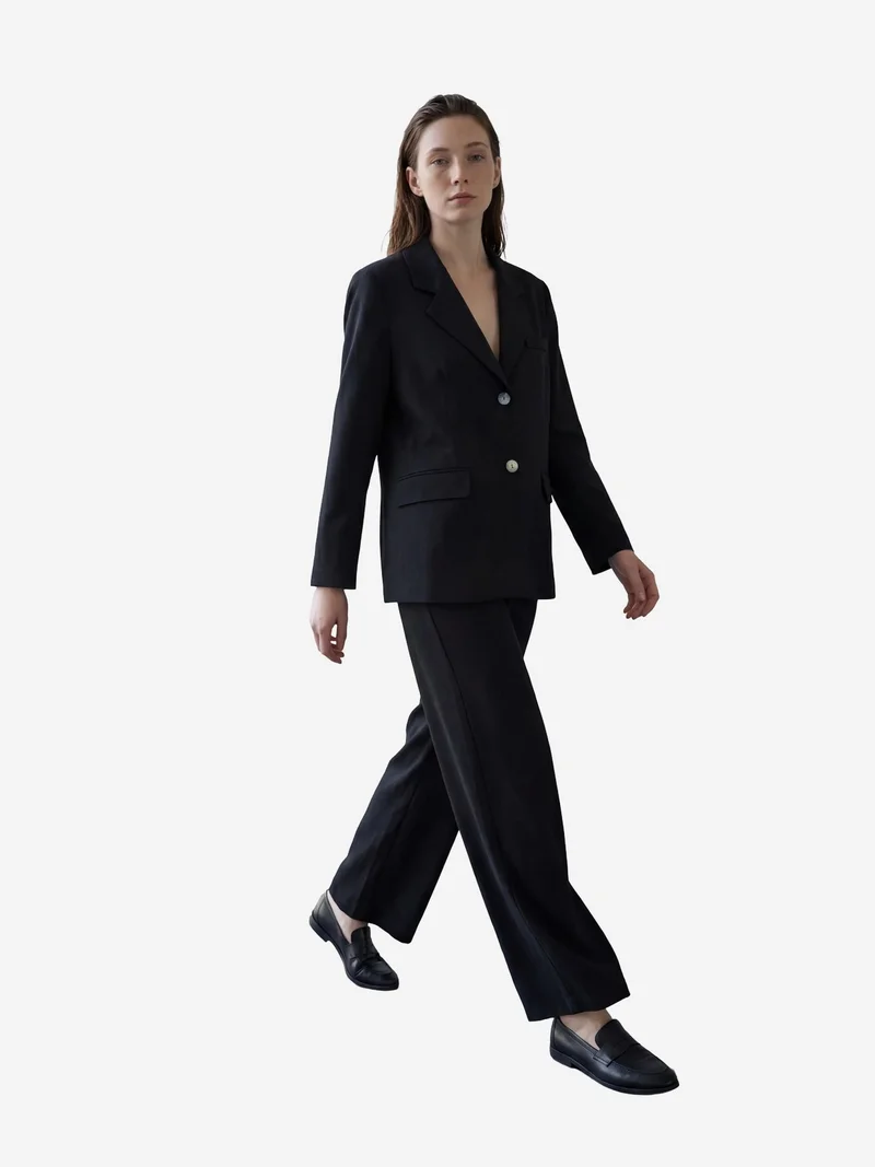My Fashion Black MY FASHION Cotton Linen Blazer with Button Closure for Women | Best Price UAE