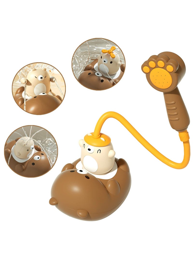XiuWoo Bath Toys for Toddlers, Shower Head Sprayer, 5 Modes Bear Sprinkler Bathtub Gifts Kids Boy Girl, Baby Sprayer Toy with - Image 1