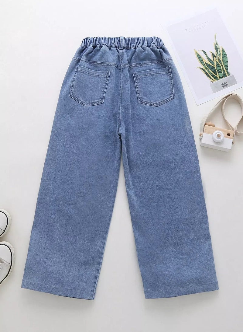 Girls Slant Pocket Wide Leg Jeans  - Image 2