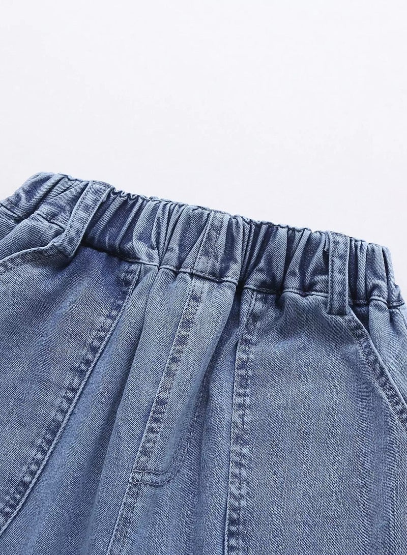 Girls Slant Pocket Wide Leg Jeans  - Image 5