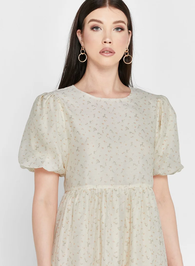 GLAMOROUS Square Neck Puff Sleeve Dress