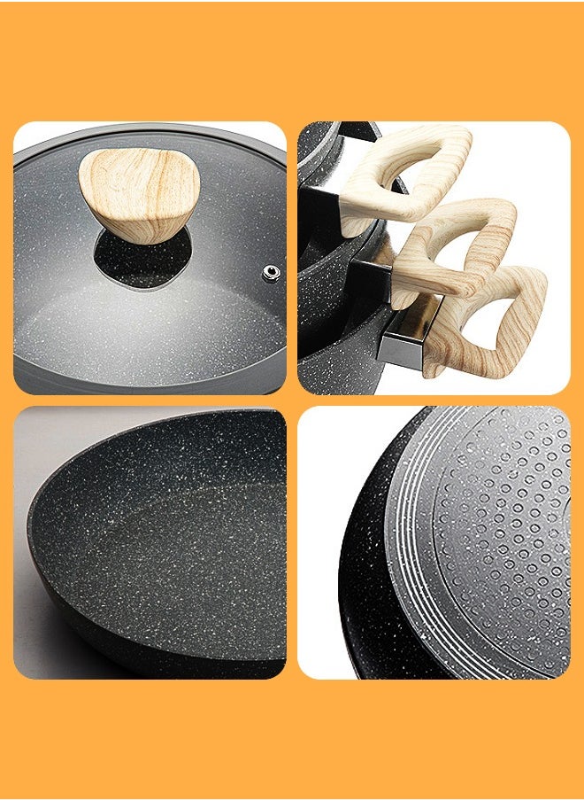 DESSINI Non-stick Coating Cookware Set - Aluminum Alloy Material - Pot and Pan - Casserole, Stockpot, Deep Frying Pan - Kitchen Cooking Kit Black  - Image 2