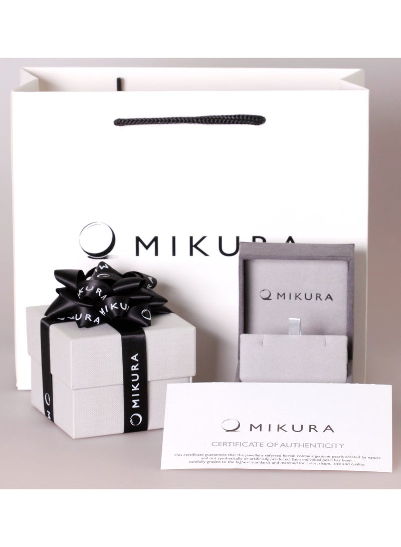 MIKURA Earrings, Japanese Akoya Pearls, A Quality, Treated Black Color, 7.5-7.0MM, 18KY  - Image 5