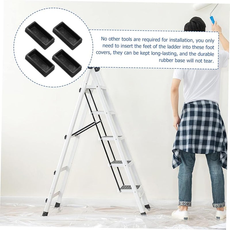 4Pcs Black Non Slip Stair Treads Ladder Feet Mat Folding Leg Leveler Pads - Image 3