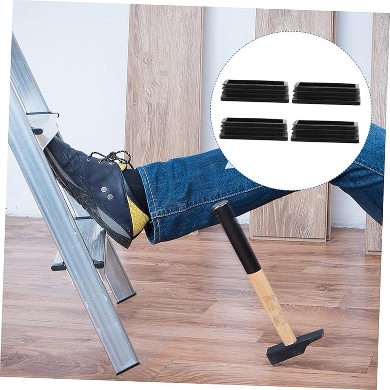 4Pcs Black Non Slip Stair Treads Ladder Feet Mat Folding Leg Leveler Pads - Image 5