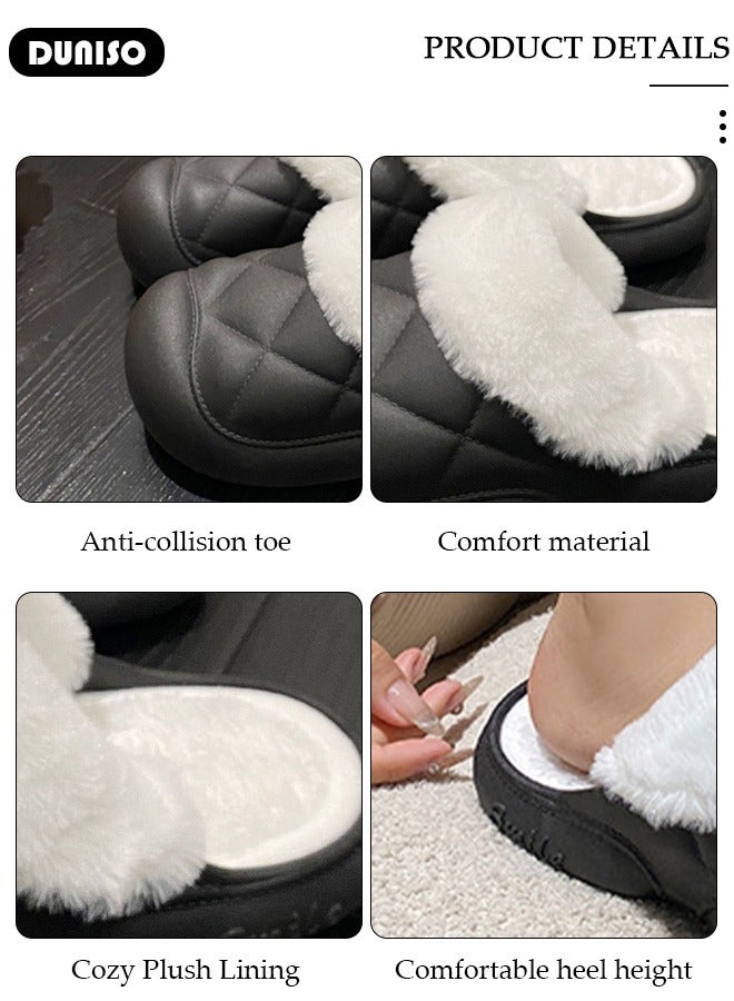 DUNISO House Slippers for Men and Women,Washable Lined Clogs, Fashion Warm Shoes with Thick Sole, Comfortable Home Fuzzy Slippers, Lightweight Non Slip House Shoes For Cozy Indoor Outdoor - Image 2