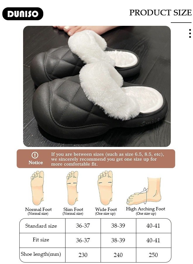 DUNISO House Slippers for Men and Women,Washable Lined Clogs, Fashion Warm Shoes with Thick Sole, Comfortable Home Fuzzy Slippers, Lightweight Non Slip House Shoes For Cozy Indoor Outdoor - Image 4