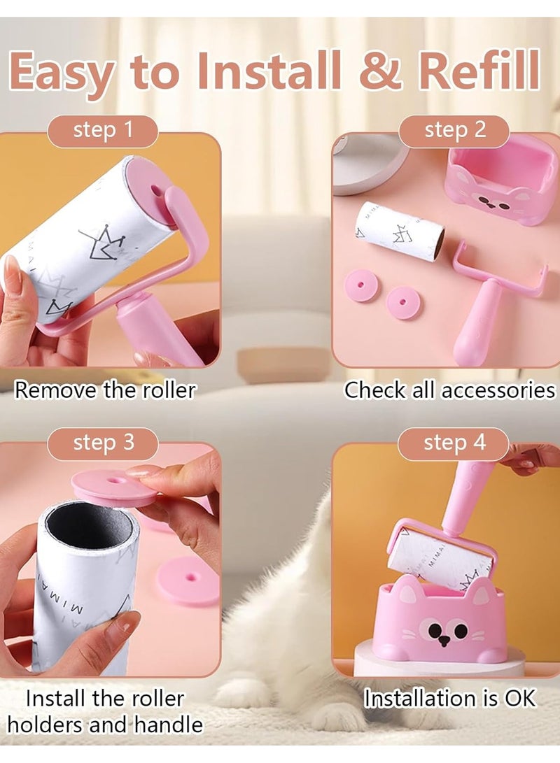 HOMESTAR Lint Roller with Storage Base, Extra Sticky Reusable Pet Hair Remover 5 Refills 300 Sheets Ergonomic Handle Dog Cat Lint Remover Adhesive Lint Brush for Clothes Bed Carpet Car Sofa Dust, - Image 3