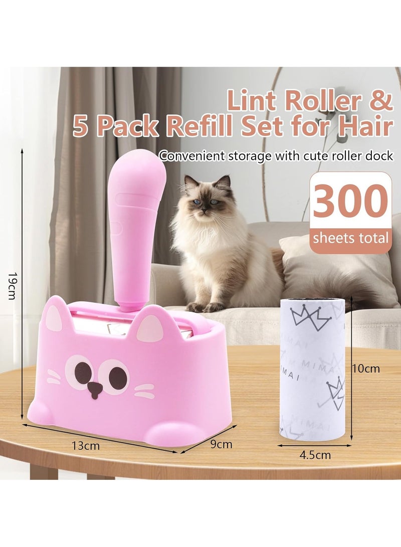 HOMESTAR Lint Roller with Storage Base, Extra Sticky Reusable Pet Hair Remover 5 Refills 300 Sheets Ergonomic Handle Dog Cat Lint Remover Adhesive Lint Brush for Clothes Bed Carpet Car Sofa Dust, - Image 5
