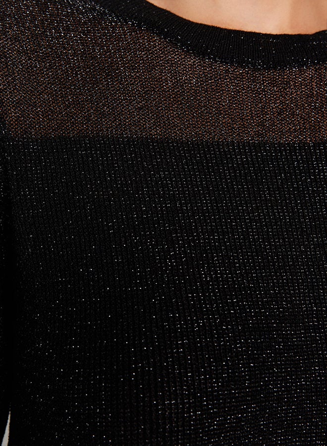 trendyol Black Silvery Transparent Knitwear Sweater TWOAW24KZ01023 - Image 5