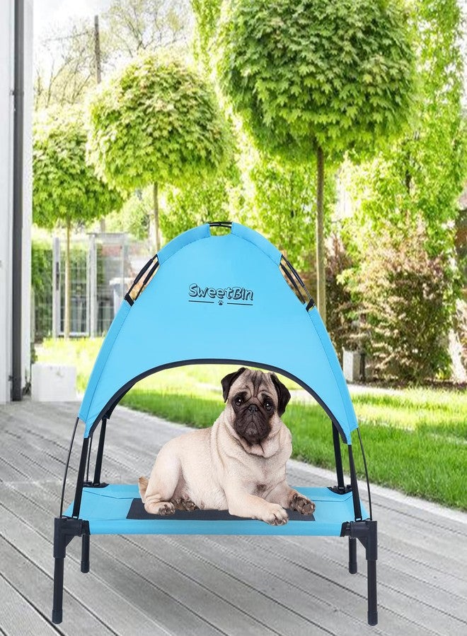 SweetBin S/M/L Outdoor Elevated Dog Cot with Canopy & Side Shade for Camping Small Medium Dogs (Carry Bag), Portable Cooling Raised Dog Bed with and Side for Beach - Image 1
