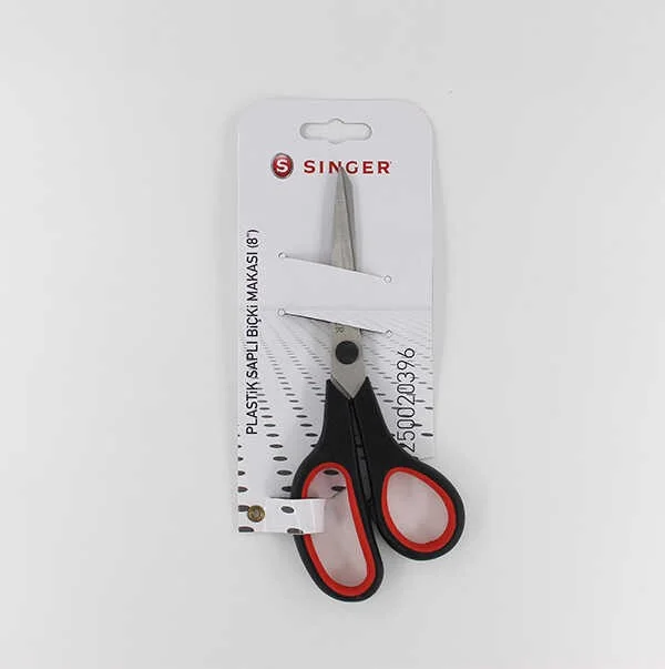 SINGER Plastic Handle (Black-Red) Cutting Scissors (8) '' 5 Pieces ''