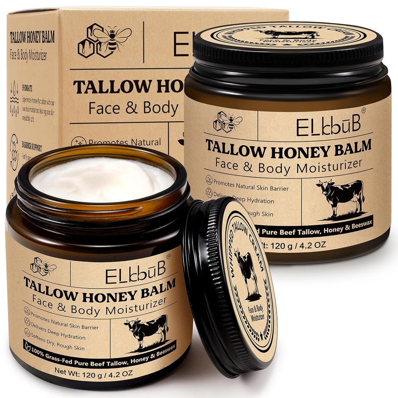 Whipped Tallow Cream for Face  Body  100 GrassFed Beef Tallow Natural Honey  Beeswax Moisturizer Deep Hydration  Nourishment OilFree  Unscented Fast Absorbing