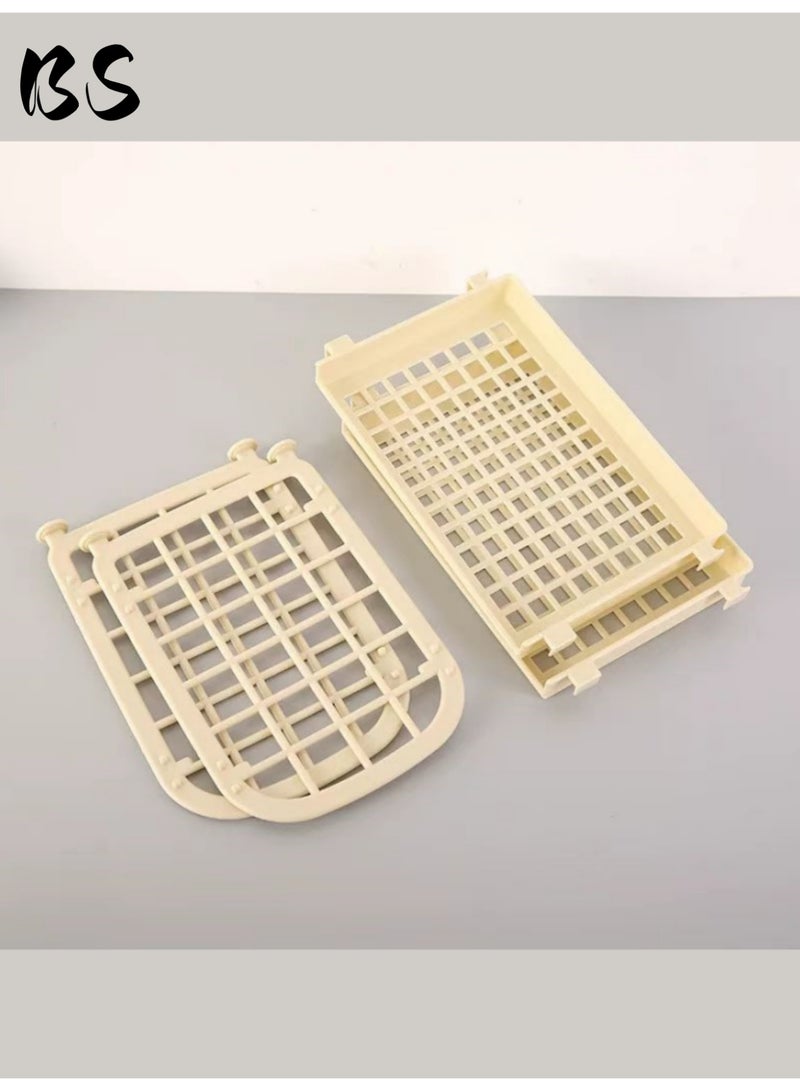 بي إس 2 مجموعات 2 أرفف بلاستيكية متعددة الوظائف | أرفف سطح المكتب | أرفف سلة مربعة قابلة للتعديل | لمستحضرات التجميل والقرطاسية ومنتجات العناية بالبشرة | المكتب المطبخ غرفة نوم حمام المنزل (الأصفر والأرجواني). - Image 2