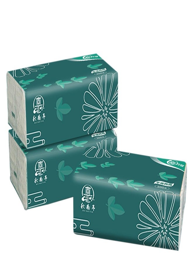 Orange Paper 4 Ply bamboo Facial Tissue ultra Soft Pack, Car Tissue Refill, Facial Tissues, Face Towel,Travel Size Pack for Car, 60 Pulls per pack Medium size (Flower_Green_Pack of 3) - Image 1