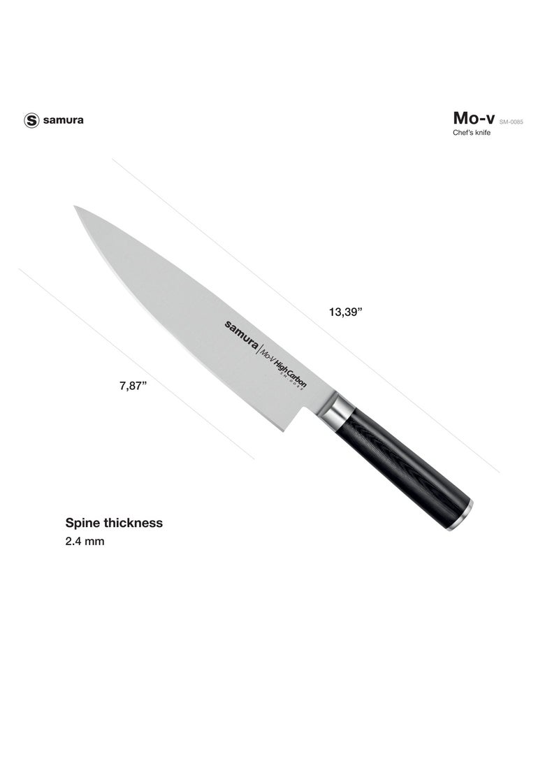 Samura Samura MO-V Chef's Knife | 8 Inch Blade | G-10 Handle with Stainless Steel Bolster | Single-Layer Molybdenum-Vanadium Steel | Precision Cutting | Corrosion Resistant  - Image 4