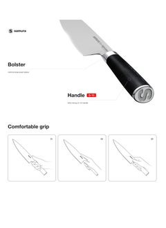 Samura Samura MO-V Chef's Knife | 8 Inch Blade | G-10 Handle with Stainless Steel Bolster | Single-Layer Molybdenum-Vanadium Steel | Precision Cutting | Corrosion Resistant  - Image 3