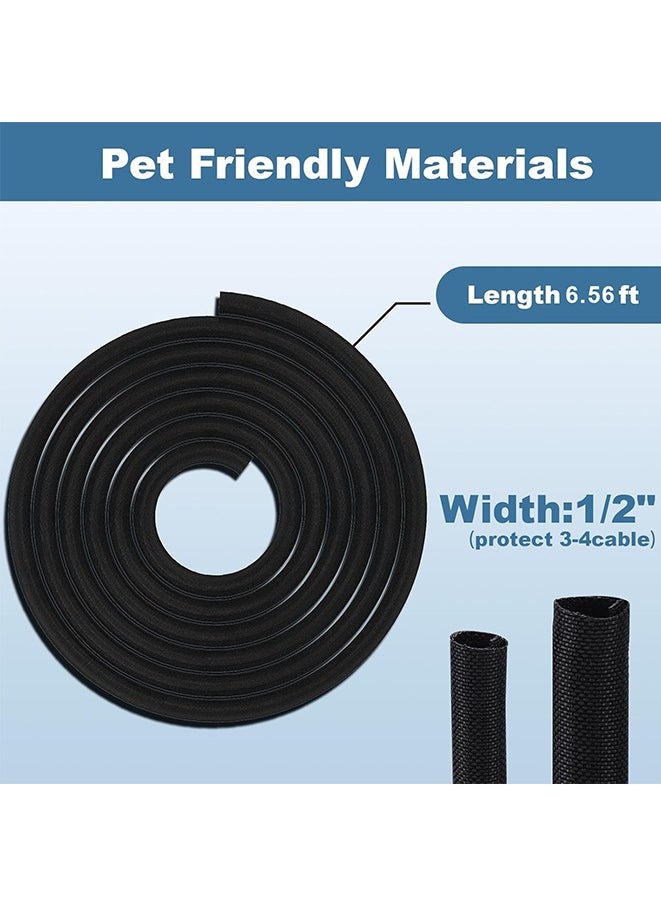 Generic 6.56ft - 1/2 inch Cord Protector from Pets No Chew, Black Durable Braided Cord Cover, Cable Sleeves for Cord Management and Pet Protection  - Image 2