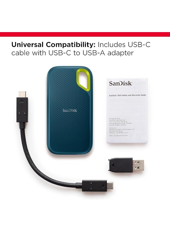 SanDisk 2TB Extreme Portable SSD - Up to 1050MB/s, USB-C, USB 3.2 Gen 2, IP65 Water and dust Resistance, External Solid State Drive, Monterey - SDSSDE61-2T00-G25M - Image 2