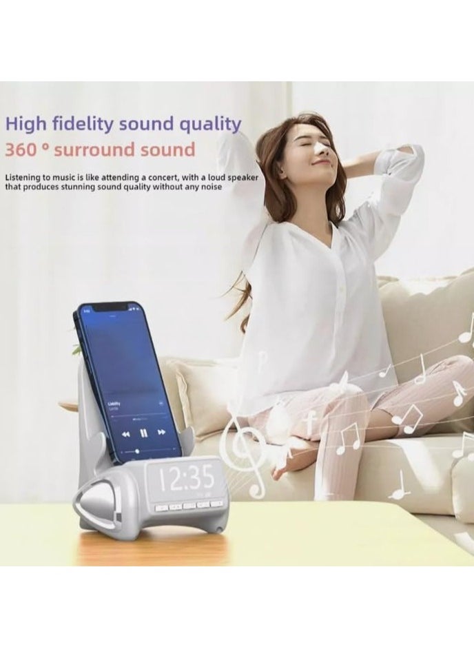 Wireless Bluetooth Speaker Stand, Automatic Induction Fast Charger with Fixed Phone Holder, Hands-Free Viewing, Smart Soundbar for Office and Home