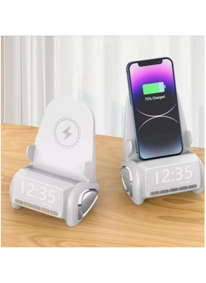 Wireless Bluetooth Speaker Stand, Automatic Induction Fast Charger with Fixed Phone Holder, Hands-Free Viewing, Smart Soundbar for Office and Home