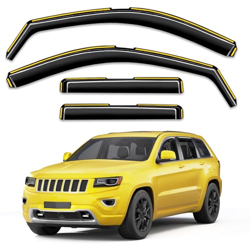 Deejecsun inChannel Window Rain Guards Fit for Jeep Grand Cherokee 20112021 NOT for L Rain Guards Extra Durable Side Window Visors Deflectors Vent Visors Vent Shades Car Accessories 4 pcs - Image 1