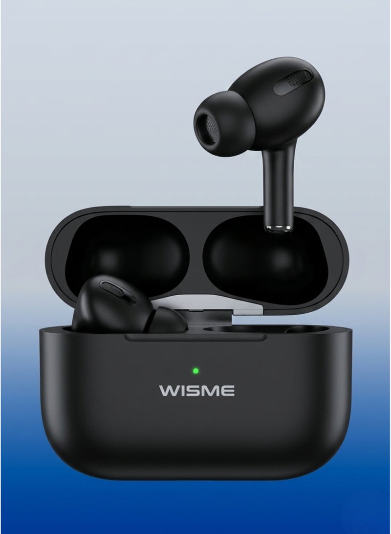 Wisme T26 Wireless Earbuds, Bluetooth Earbuds with Up to 24 Hours Playback Time, Sleek & Ergonomic Design, HiFi Stereo Sound, Touch Control, Type-C Fast Charging, Premium Wireless Earphones for Android & iPhone – Black - Image 1