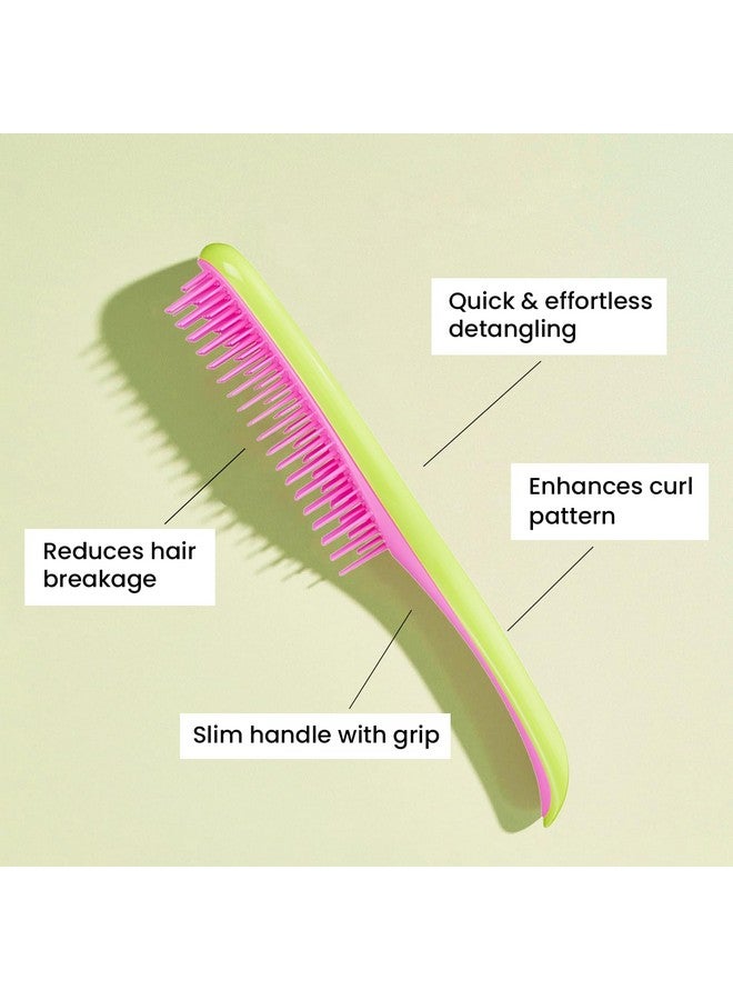 TANGLE TEEZER The Naturally Curly Ultimate Detangling Brush Dry And Wet Hair Brush Detangler For 3C To 4C Hair Cyber Lime & Pink - Image 3