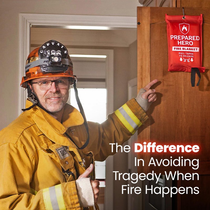 Prepared Hero Prepared Hero Extra Large Emergency Fire Blanket - 1 Pack - Extra Large Fire Suppression Blanket for Kitchen, 47” x 71” XL Fire Blanket for Home, Fiberglass Fire Blanket, XL  - Image 2