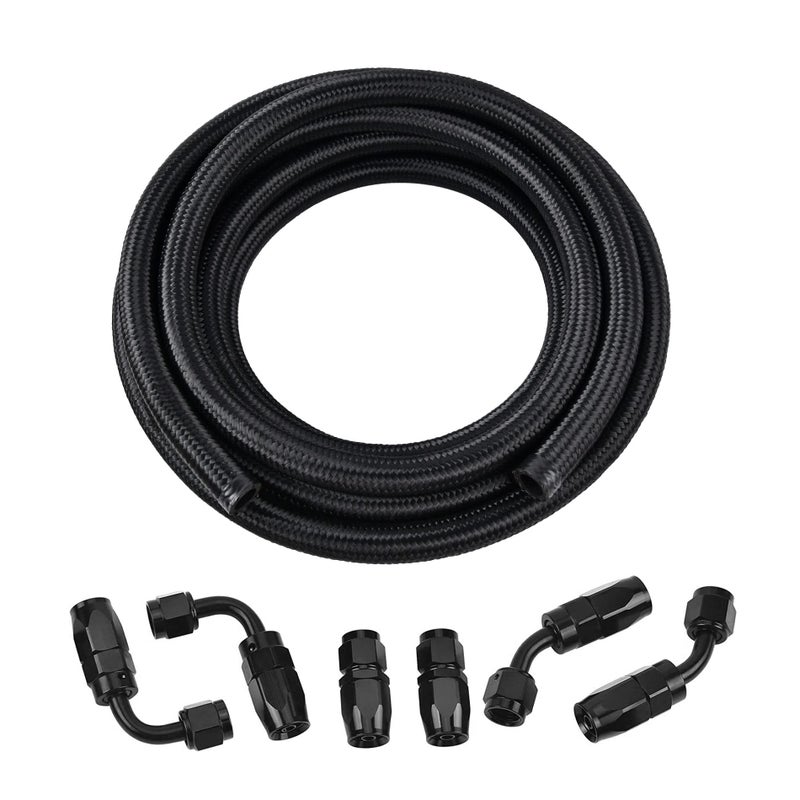 EVIL ENERGY 10AN Fuel Line KitAN10 Braided Nylon Fuel Hose CPE 10FT Black