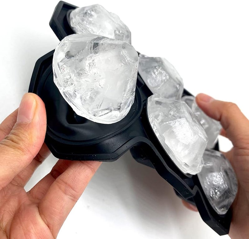 IBAMA 8 Cavity Reusable Ice Cube Tray Diamond Ice Mold Maker Silicone Ice Ball Mold, Easy Release Ice Cube Molds Trays for Cocktails, Juice, Whiskey, Beverage, Beer, BPA Free (Black) - Image 2