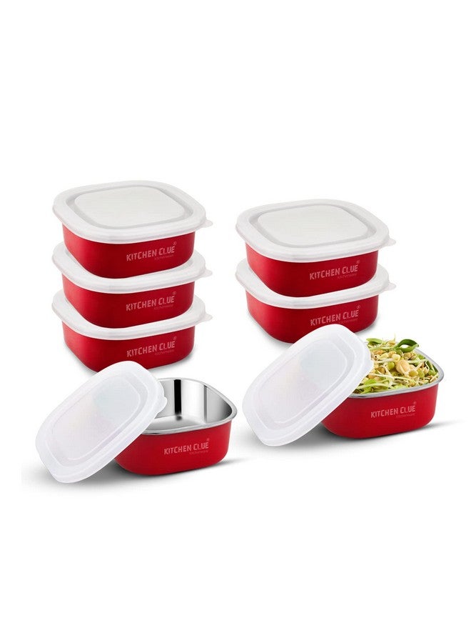 KITCHEN CLUE Microwave Safe Stainless Steel Tiffin Box/Lunch containers - Pack of 7 Pcs, 350 ML Each - Airtight & Leak-Proof Lids - Easy to Carry - Easy to Re-Heat in Minutes - Lunch Box for Office - Image 1