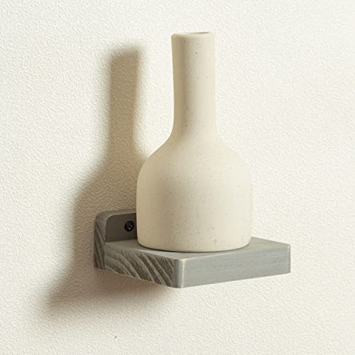 Freezing point Small Floating Shelf for Wall Set of 2 Natural Wood 4Inch Mini Wall Shelves Decor Plant Display Mounted Kitchen Bathroom Bedroom Corner Decorative Storage Tiny Stand New Grey - Image 5