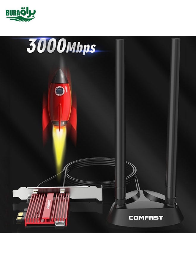 BURAQ COMFAST CF-AX200 Plus Dual-Band High-Power Wireless Network Card 3000Mbps High-Speed WiFi PCI-E Gaming Wireless Network Card(AX200 Plus)  - Image 5
