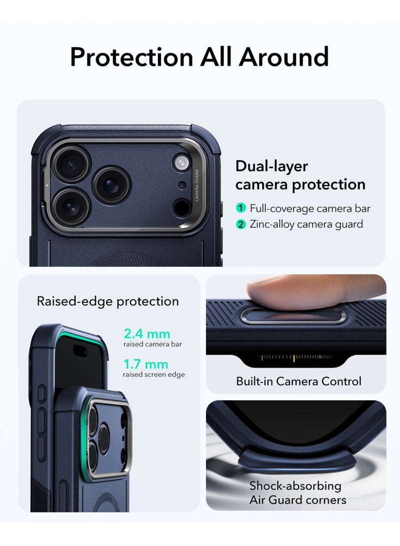 ESR iPhone 17 Pro Max HaloLock Cyber Tough Case with Stand – MagSafe Compatible Heavy-Duty Cover with Camera Control Button 7x Military-Grade Drop Protection Shock-Absorbing Corners And 3-Layer Design - Dark Blue - Image 3