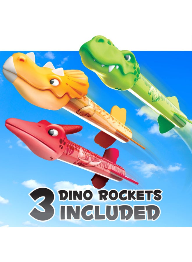 McDou Dinosaur Rocket Launcher Toy - Dino Blasters for Kids, Launch Up to 100 ft, Outdoor/Indoor Fun, Birthday Gift for Boys & Girls Age 3 - 7 Years Old, STEM Learning Dinosaur Toy - Image 3