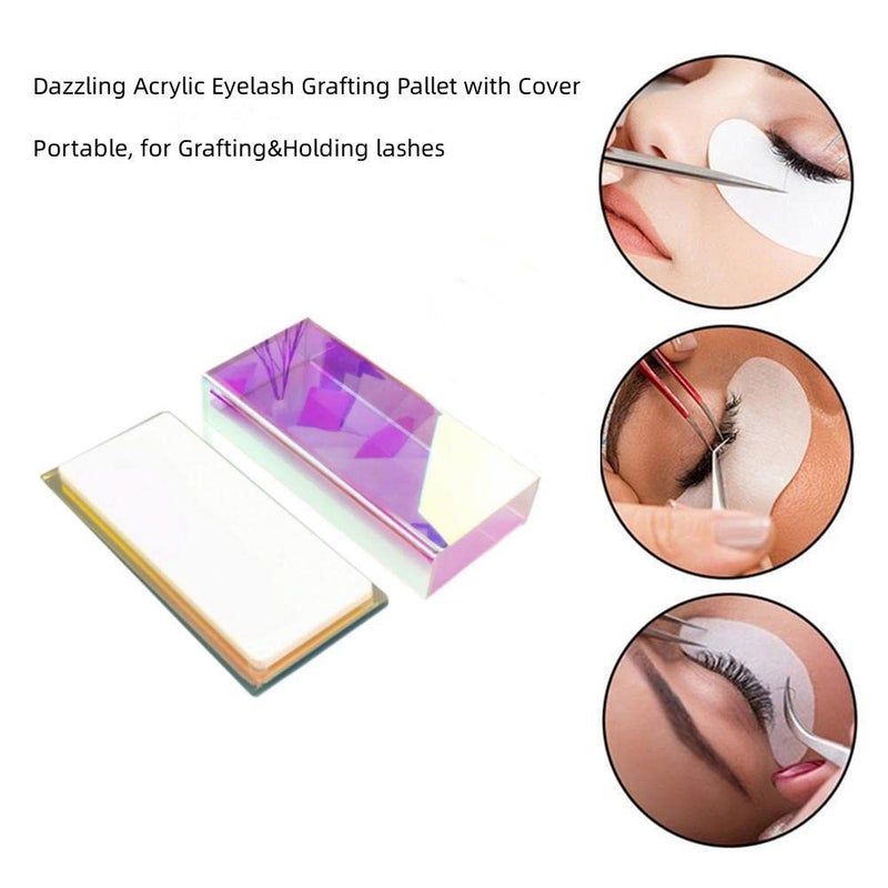LIXIMMAZN Eyelash Grafting Pallet with Cover, Dust-proof Acrylic Lash Tile holder, Eyelash Extensions Storage Gasket Pads (Dazzling S) - Image 3
