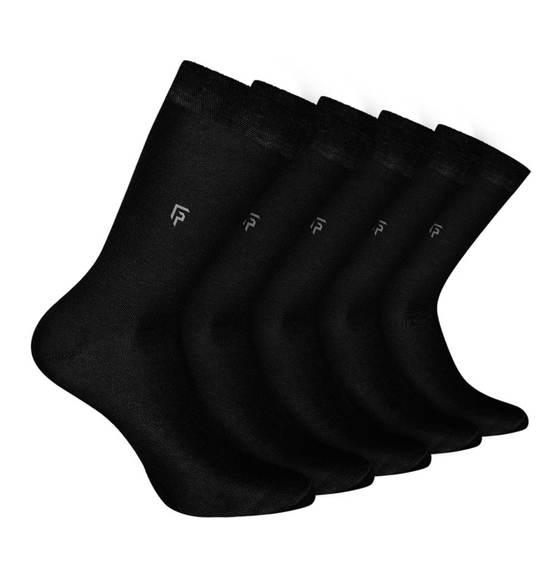 FOOTPRINTS Odourfree Organic Cotton & Bamboo Men Formal Socks | Black | Pack of 5 - Image 1