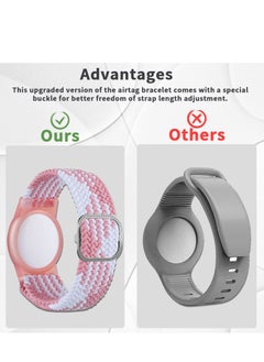 Generic 2 Pcs Kids Bracelet Strap Compatible with AirTag, GPS Kids Tracker Holder Woven Wrist Strap Nylon Adjustable Anti-Loss Airtag Strap for Kids Seniors（Orange,White Pink）  - Image 4