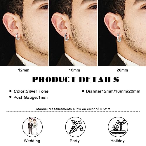 Jstyle Stainless Steel Mens Womens Hoop Earrings Huggie Ear Piercings Hypoallergenic Silver - Image 4