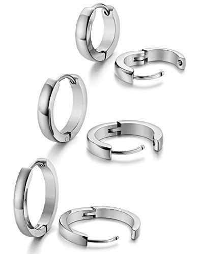 Jstyle Stainless Steel Mens Womens Hoop Earrings Huggie Ear Piercings Hypoallergenic Silver - Image 1